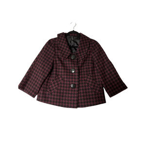 NAF NAF Houndstooth Crop Blazer Jacket Long Sleeve Purple/Black Size 40 / 8 US